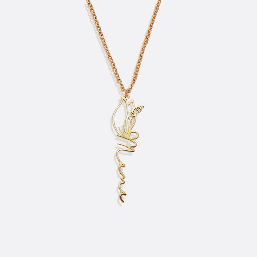Birth Flower Name Necklace