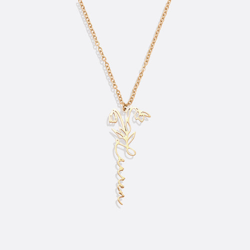 Birth Flower Name Necklace