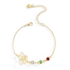 Personalized Birth Flower & Birthstones Bracelet May Hawthorn
