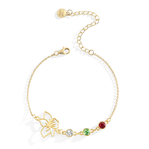 Personalized Birth Flower & Birthstones Bracelet March Daffodil