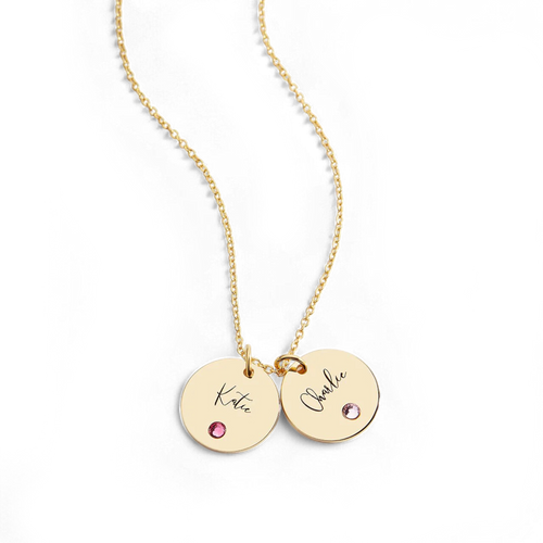 Birthstone Disc Name Necklace