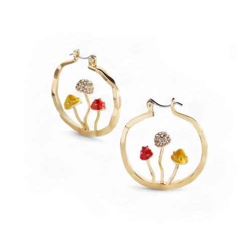 Boho Mushroom Hoop Earrings