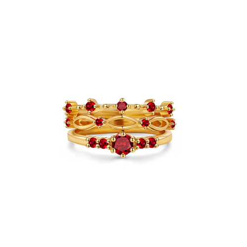 Braided Birthstone Stacking Ring Set