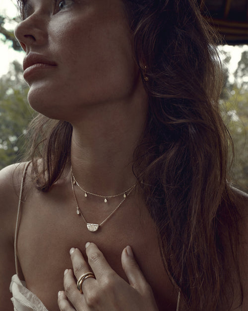 Yellow Gold Vermeil Lotus Birthstone Necklace - August - Peridot
