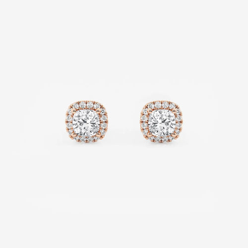 Cushion Lab Grown Diamond Halo Certified Stud Earrings