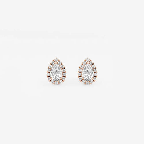 Pear Lab Grown Diamond Halo Certified Stud Earrings