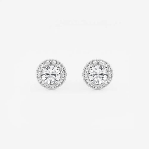 Round Lab Grown Diamond Halo Stud Earrings
