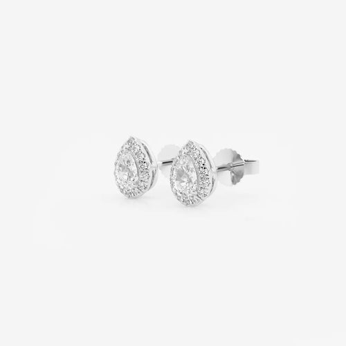 Pear Lab Grown Diamond Halo Certified Stud Earrings