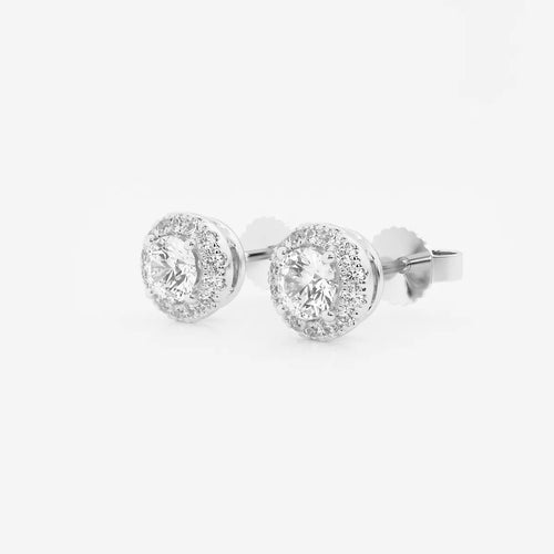 Round Lab Grown Diamond Halo Stud Earrings