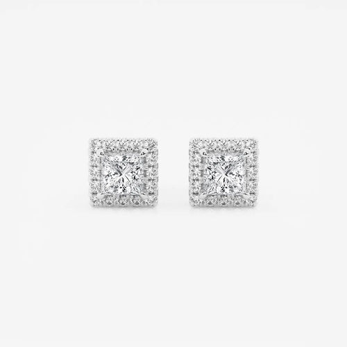 Princess Lab Grown Diamond Halo Certified Stud Earrings