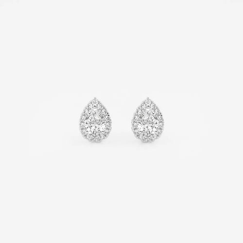Pear Lab Grown Diamond Halo Certified Stud Earrings