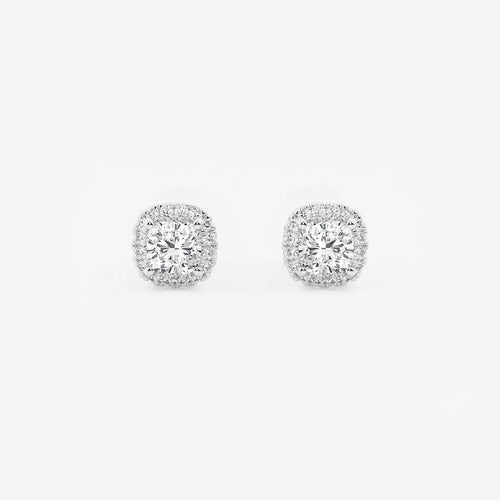 Cushion Lab Grown Diamond Halo Certified Stud Earrings