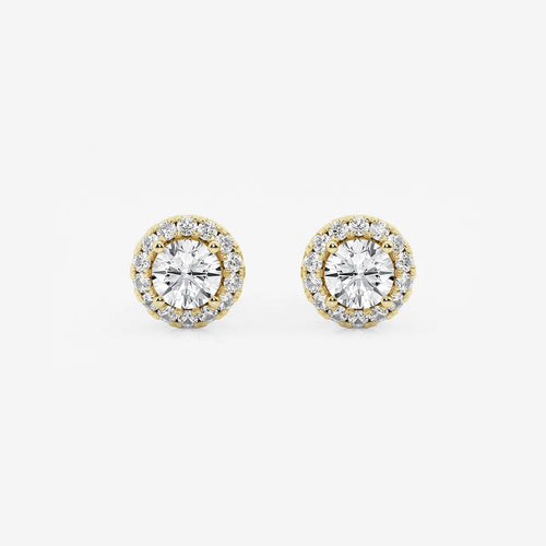 Round Lab Grown Diamond Halo Stud Earrings