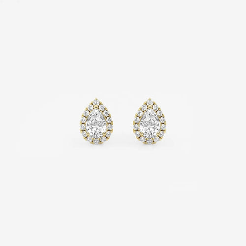 Pear Lab Grown Diamond Halo Certified Stud Earrings