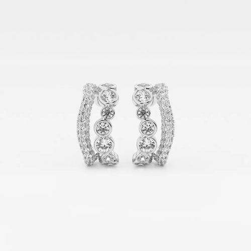 Round Lab Grown Diamond Cuff Earrings