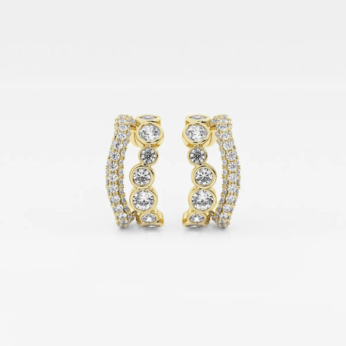 Round Lab Grown Diamond Cuff Earrings