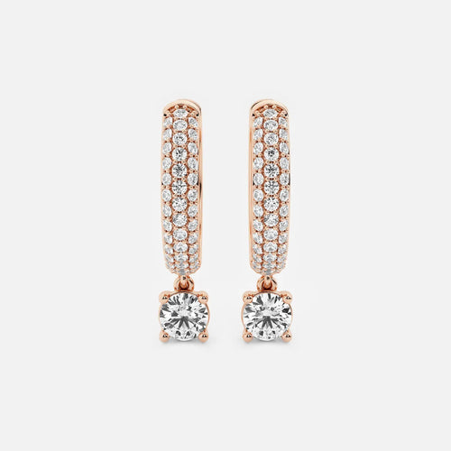 Round Lab Grown Diamond Huggie Hoop Earrings