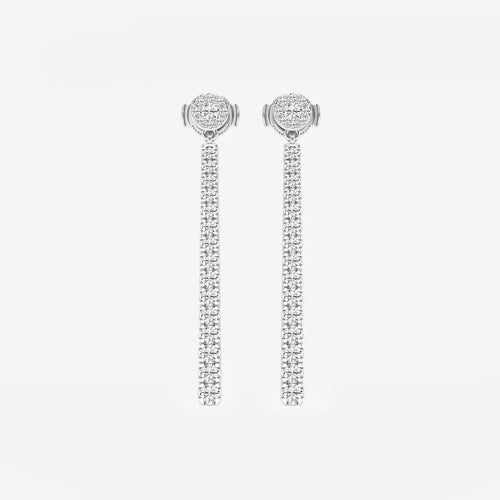 Round Lab Grown Diamond Hinged Graduated Drop Earrings