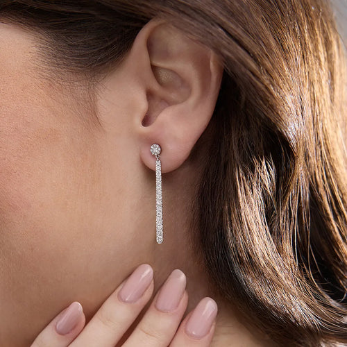 Round Lab Grown Diamond Hinged Graduated Drop Earrings