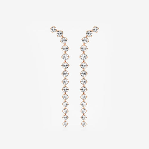Round Lab Grown Diamond Curved Drop Earrings