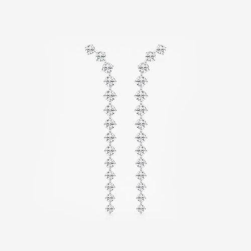 Round Lab Grown Diamond Curved Drop Earrings