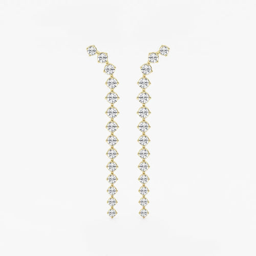 Round Lab Grown Diamond Curved Drop Earrings