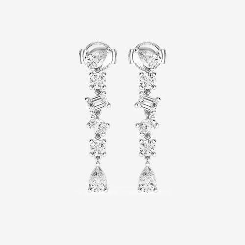 Oval, Emerald and Round Lab Grown Diamond Waterfall Dangle Earrings