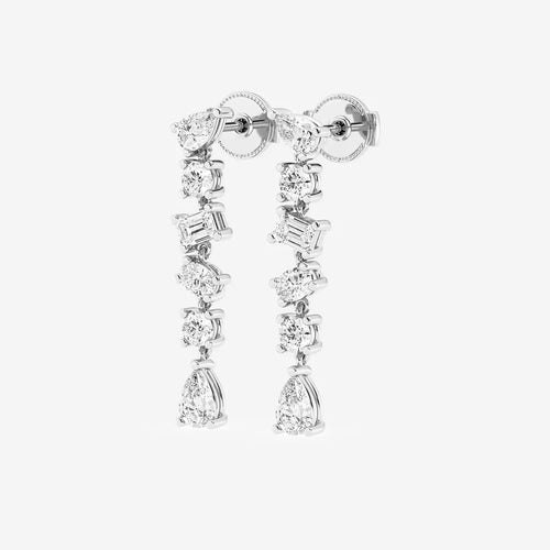 Oval, Emerald and Round Lab Grown Diamond Waterfall Dangle Earrings