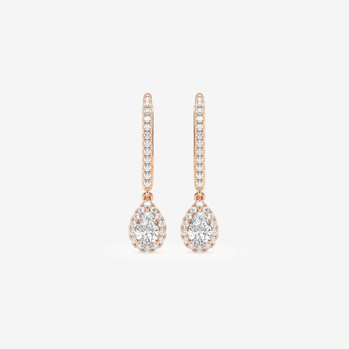 Pear Lab Grown Diamond Halo Drop Earrings