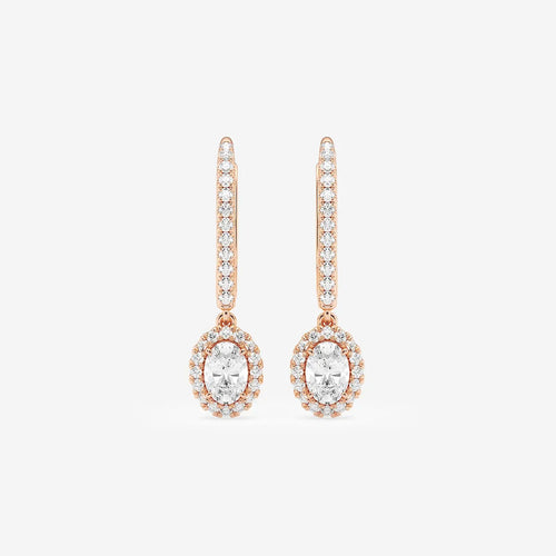 Oval Lab Grown Diamond Halo Drop Earrings