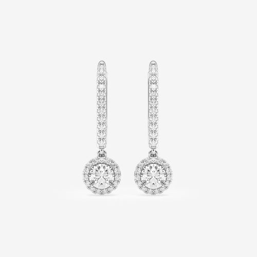 Round Lab Grown Diamond Halo Drop Earrings