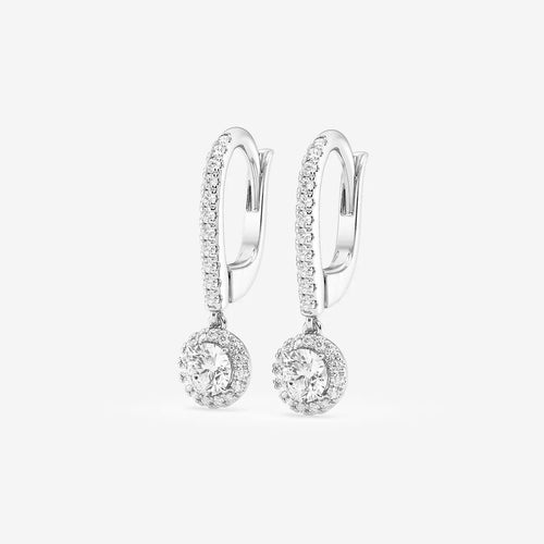 Round Lab Grown Diamond Halo Drop Earrings