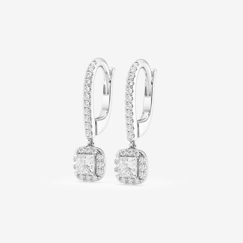 Princess Lab Grown Diamond Halo Drop Earrings