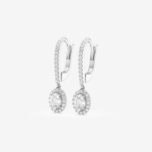 Oval Lab Grown Diamond Halo Drop Earrings