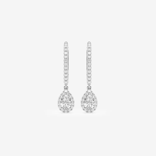 Pear Lab Grown Diamond Halo Drop Earrings