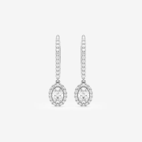Oval Lab Grown Diamond Halo Drop Earrings