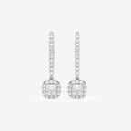 Princess Lab Grown Diamond Halo Drop Earrings