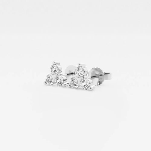 Round Lab Grown Diamond Three-Stone Earrings