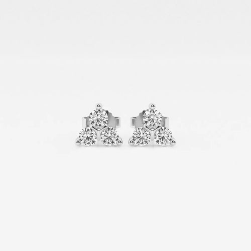 Round Lab Grown Diamond Three-Stone Earrings