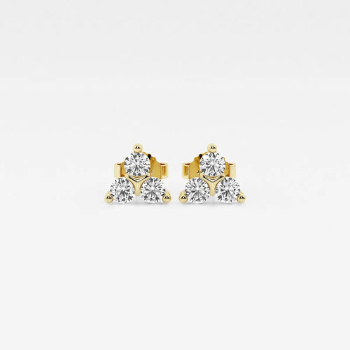 Round Lab Grown Diamond Three-Stone Earrings