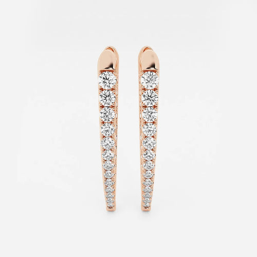 Round Lab Grown Diamond Graduated Inside Out Hoop Earrings