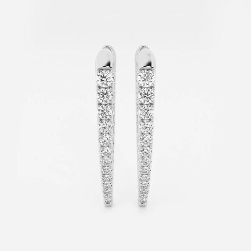 Round Lab Grown Diamond Graduated Inside Out Hoop Earrings