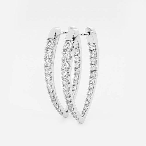 Round Lab Grown Diamond Graduated Inside Out Hoop Earrings