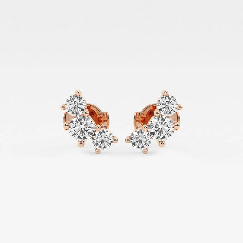 Round Lab Grown Diamond Three-Stone Earrings