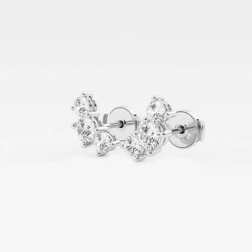 Round Lab Grown Diamond Three-Stone Earrings