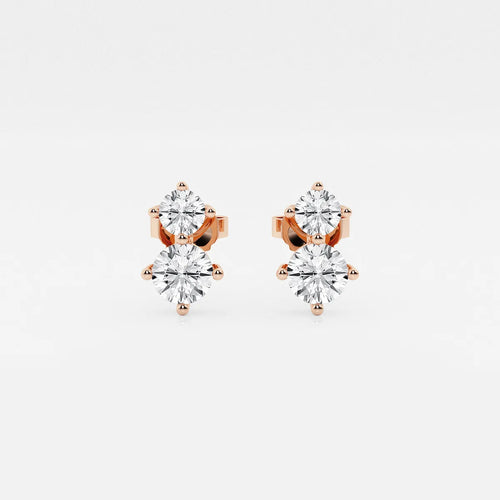 Round Lab Grown Diamond Two Stone Earrings