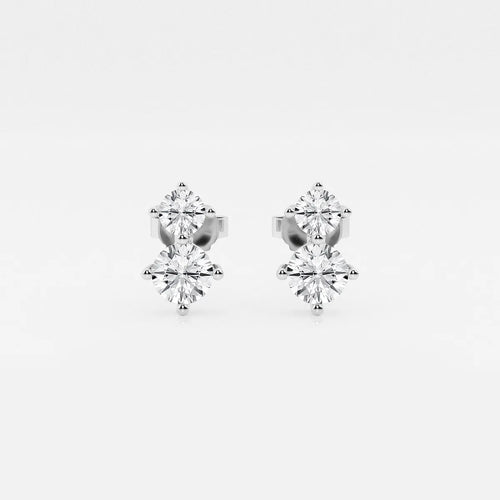 Round Lab Grown Diamond Two Stone Earrings