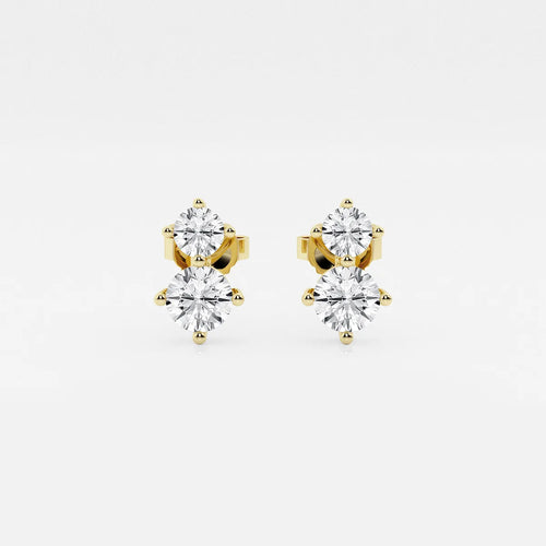 Round Lab Grown Diamond Two Stone Earrings