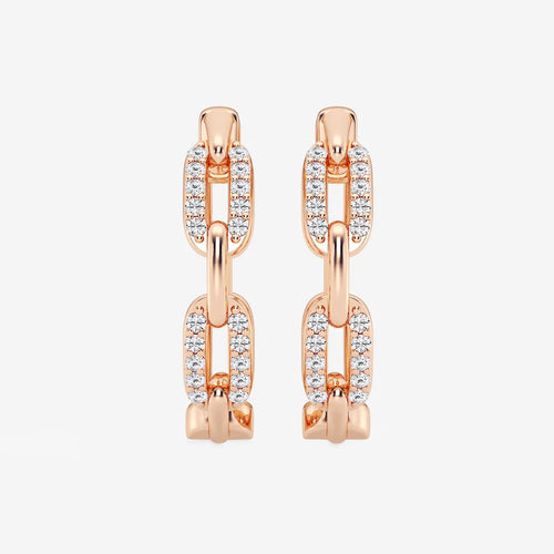 Round Lab Grown Diamond Petite Paperclip Hoop Earrings