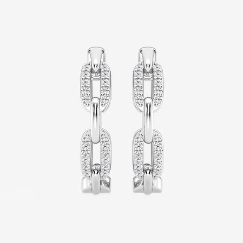 Round Lab Grown Diamond Petite Paperclip Hoop Earrings